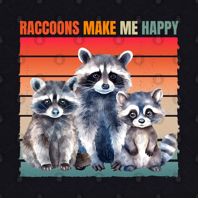 raccoons make me happy by Drawab Designs